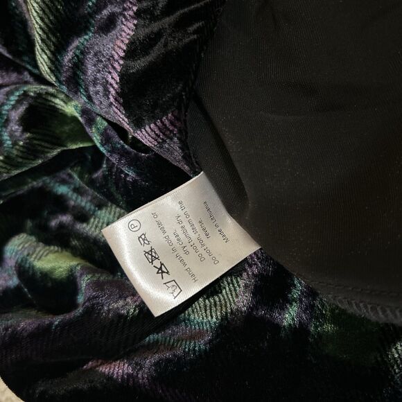 Sahara Velvet Jersey Dress Lagenlook Green Purple Tartan Check Size 3 US 10-12 - Picture 9 of 9